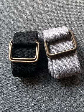 2 Boys Adjustable Web Belts Bundle Black Gray Slide Buckle 37–38"